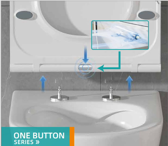 220mm Length Toilet Seat One Button Quick Release Hinge